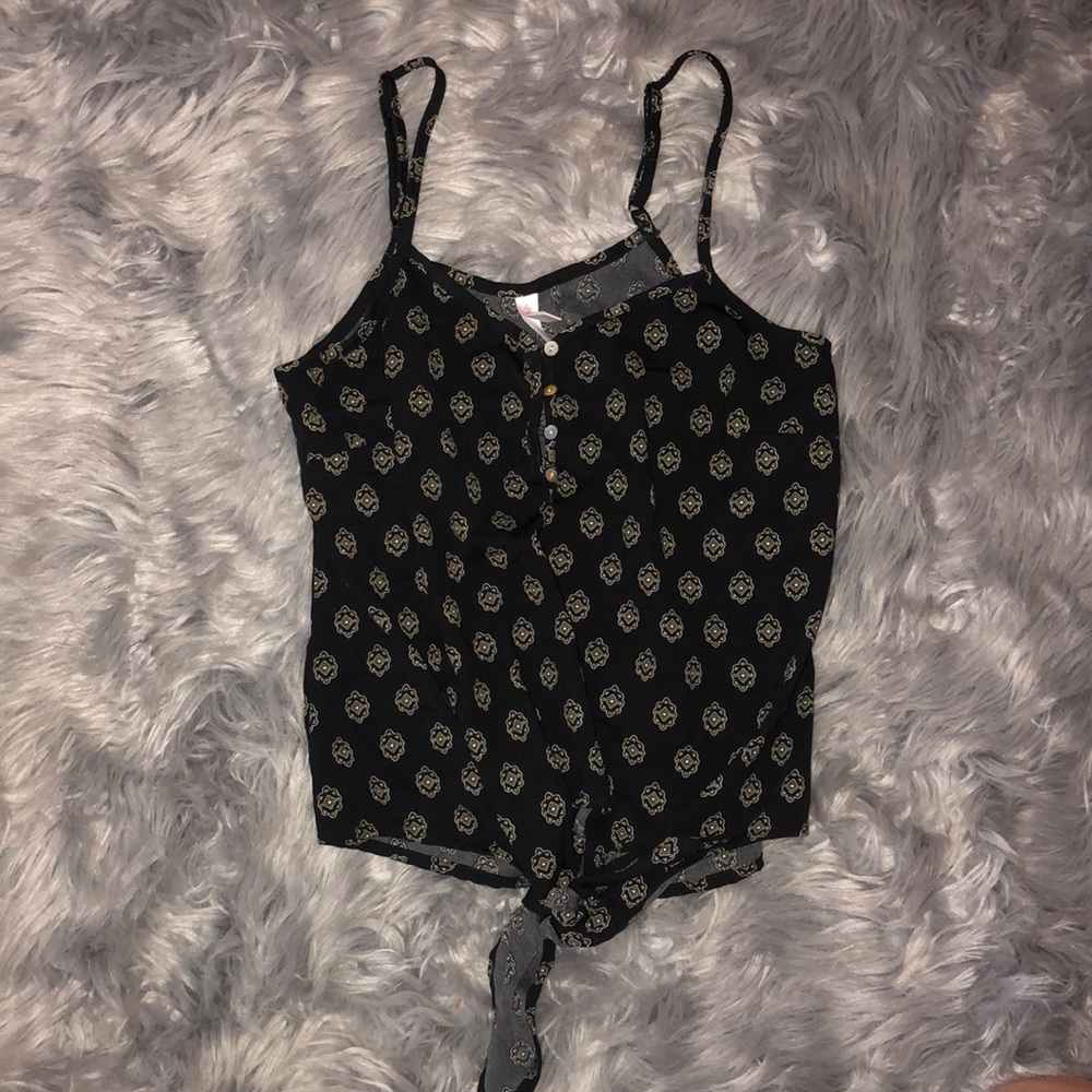 Black print crop top Sz XS